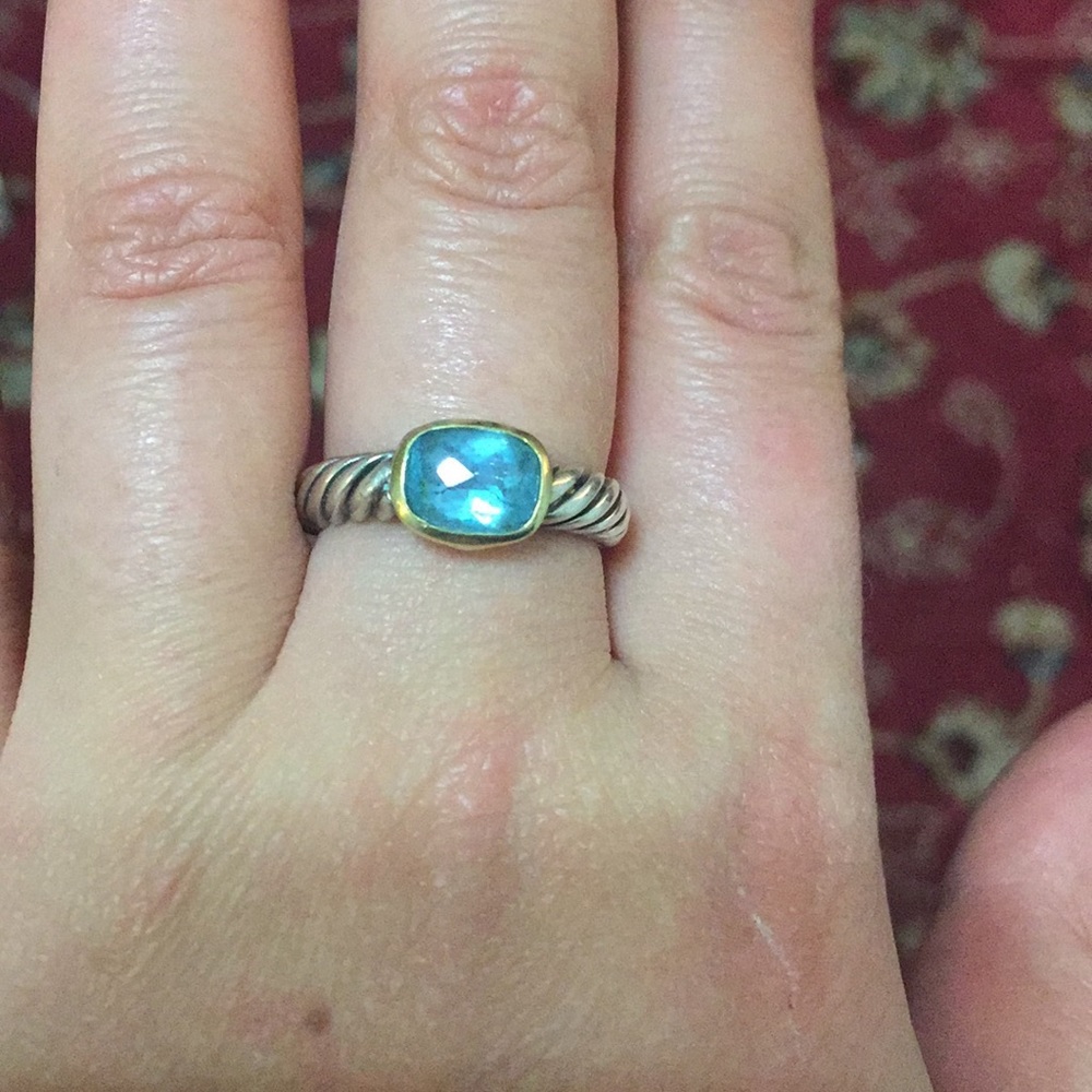 Authentic David Yurman Aquamarine Cable Ring - size 7